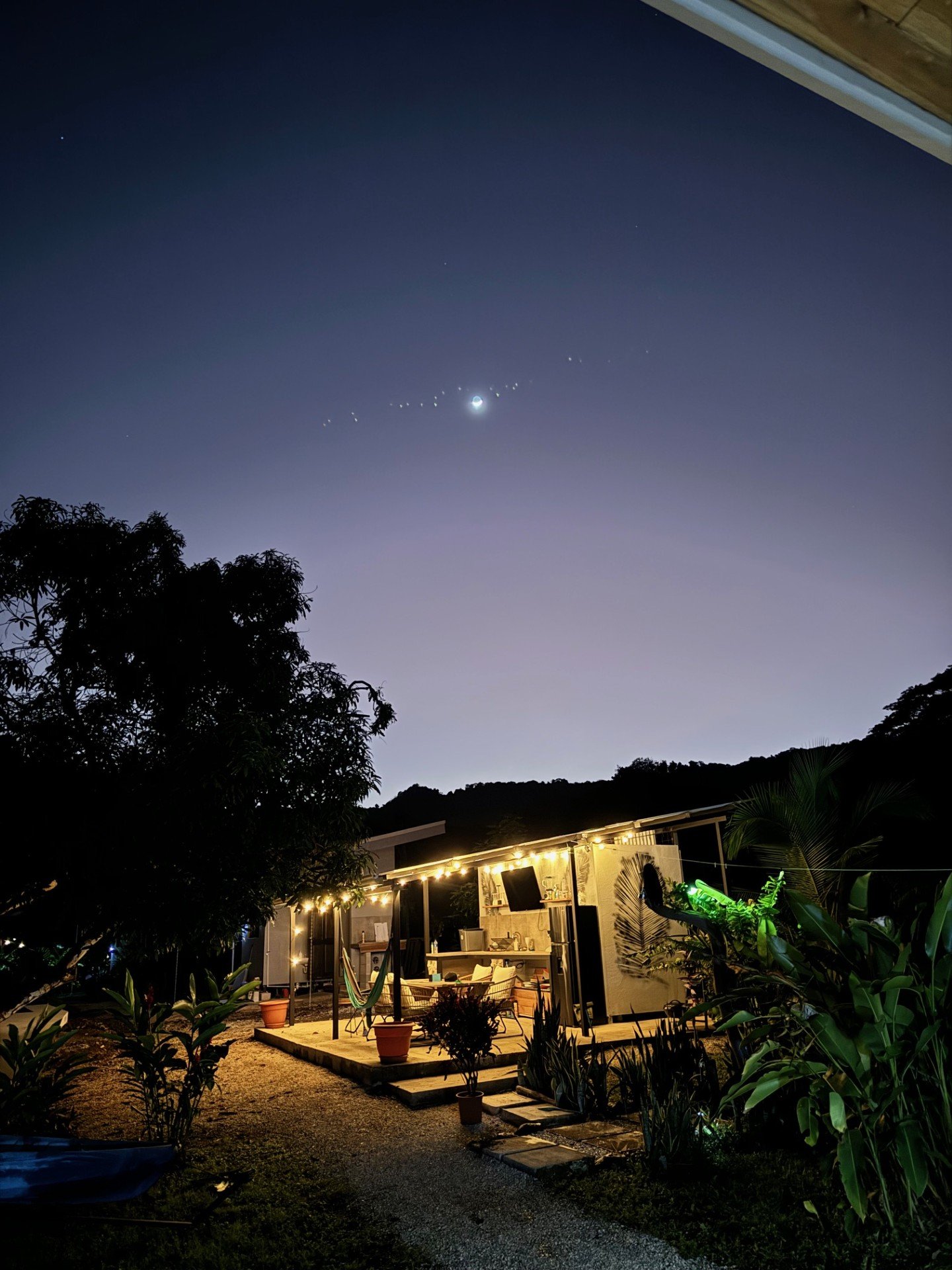 Outdoor kitchen night time